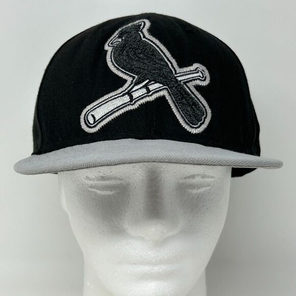 St Louis Cardinals Hat Baseball Cap Black Gray Chenille MLB New Era Fitted 7 3/8 - Picture 2 of 12